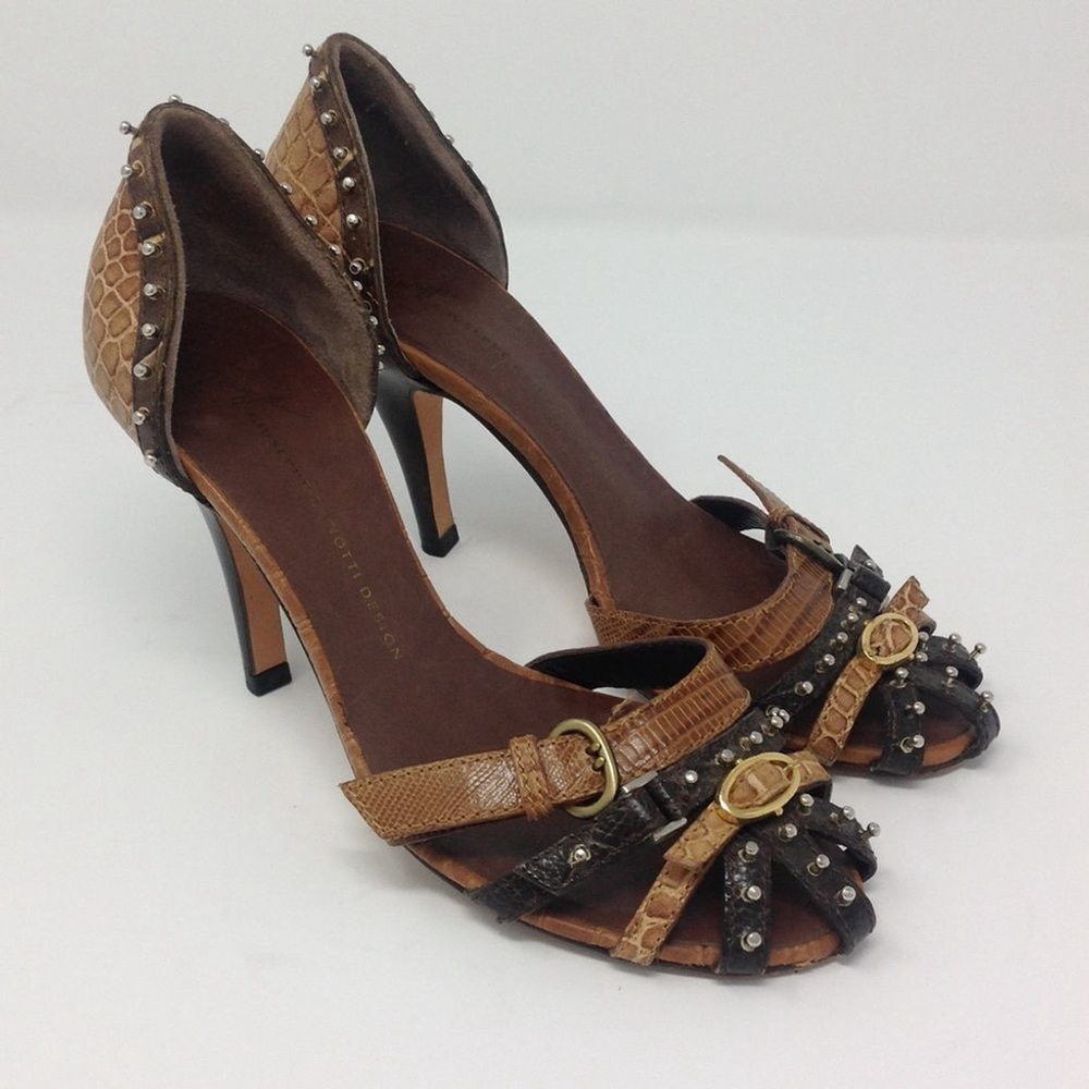 Giuseppe Zanotti Y2K Studded Brown Leather Caged Heeled Sandals 35.5 - Picture 8 of 12